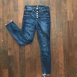 GAP High Rise Button Front Skinny Jeans